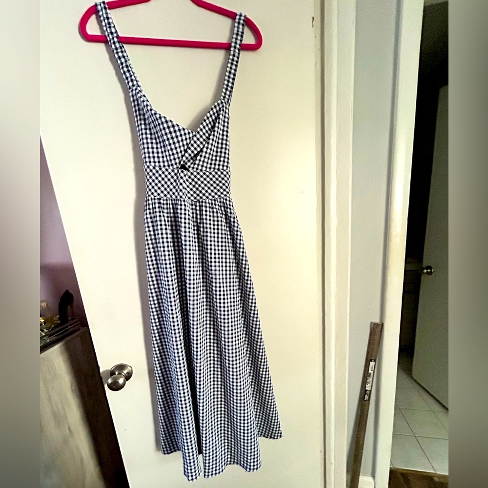 NWT Lulus Plaid Navy Midi Dress